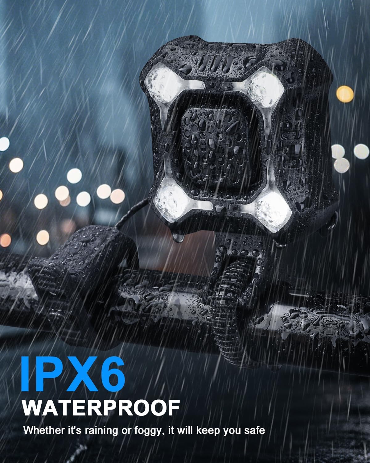 EQIIO 140dB Electric Bike Horn with Headlight, 2 in 1 Bicycle Horn 6 Sound Modes USB-C Rechargeable, Bike Bell with Large Range Floodlight Bike Horn for Adults Kids Bike Scooter Ebike, IPX6 Waterproof