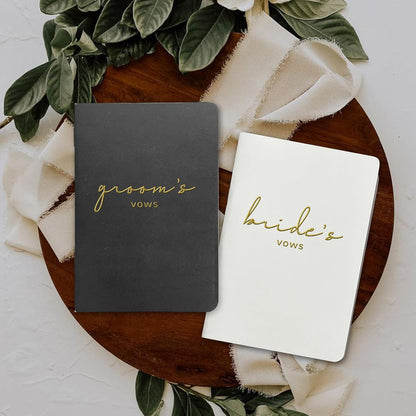 WeddingGiftsWedding Vow Books His and Hers Soft Touch Gold Foil Engraving Vow Books Wedding Essentials Wedding Accessories(TR-HH-Black)