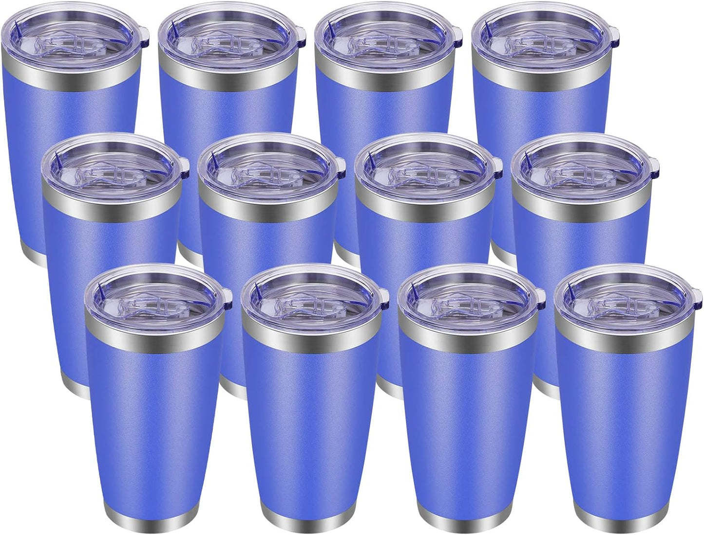 VEGOND 20oz Tumbler with Lid and Straw Stainless Steel Tumbler Cup Bulk Vacuum Insulated Double Wall Travel Coffee Mug Powder Coated Coffee Cup (Bluish Violet 6 Pack)