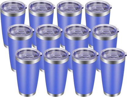 VEGOND 20oz Tumbler with Lid and Straw Stainless Steel Tumbler Cup Bulk Vacuum Insulated Double Wall Travel Coffee Mug Powder Coated Coffee Cup (Bluish Violet 6 Pack)