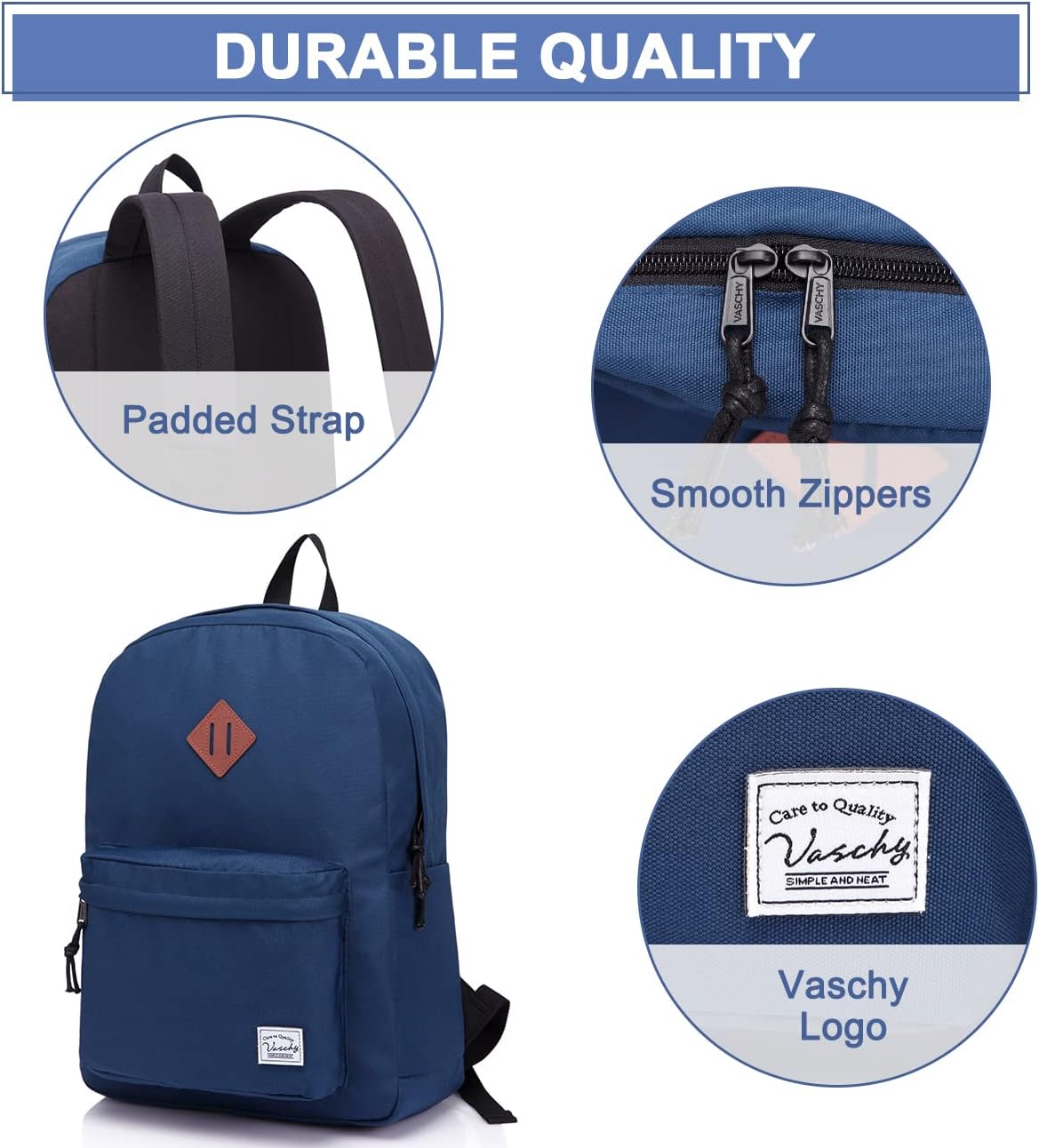 School Backpack for Kids, VASCHY Lightweight Water Resistant Casual Schoolbag Daypack for Men Women Teen Boys Girl Bookbag