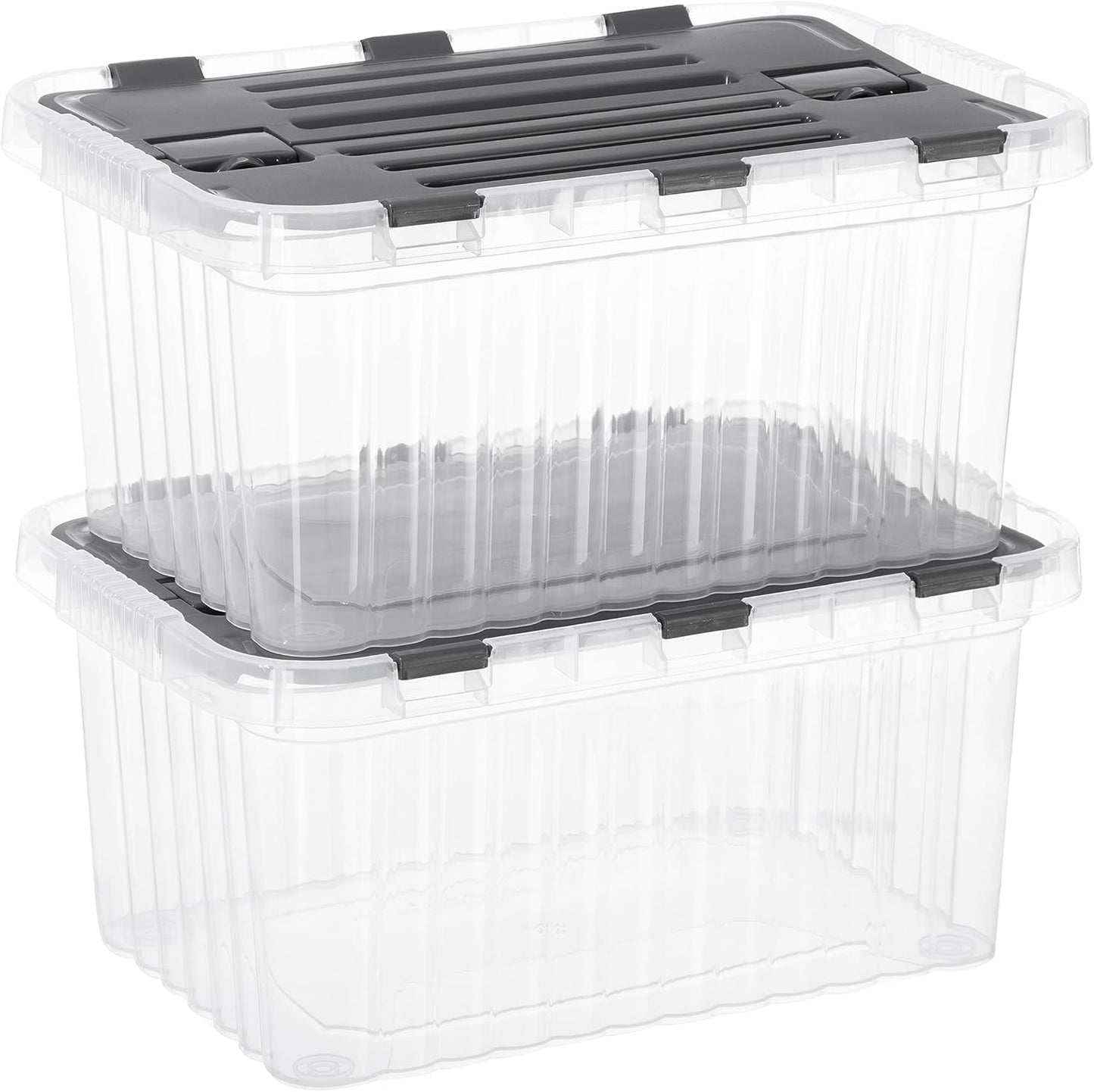 Superio Storage Bins with Lids- 3 Pack, 1.85 Qt Clear Boxes for Organizing, Stackable Plastic Containers- BPA Free, Non-Toxic, Odor Free, Organizer for Home, Office, Dorm