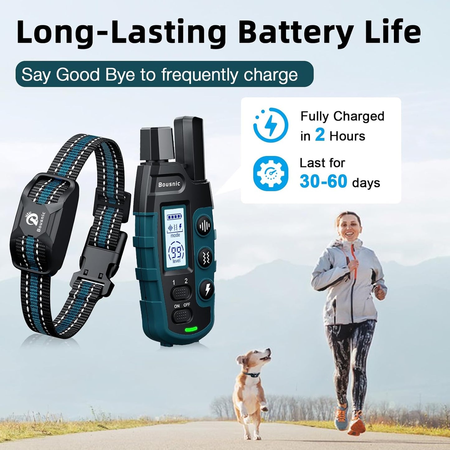 Bousnic Dog Shock Collar - 3300Ft Dog Training Collar with Remote for 5-120lbs Small Medium Large Dogs Rechargeable Waterproof e Collar with Beep (1-8), Vibration(1-16), Safe Shock(1-99) (Orange)