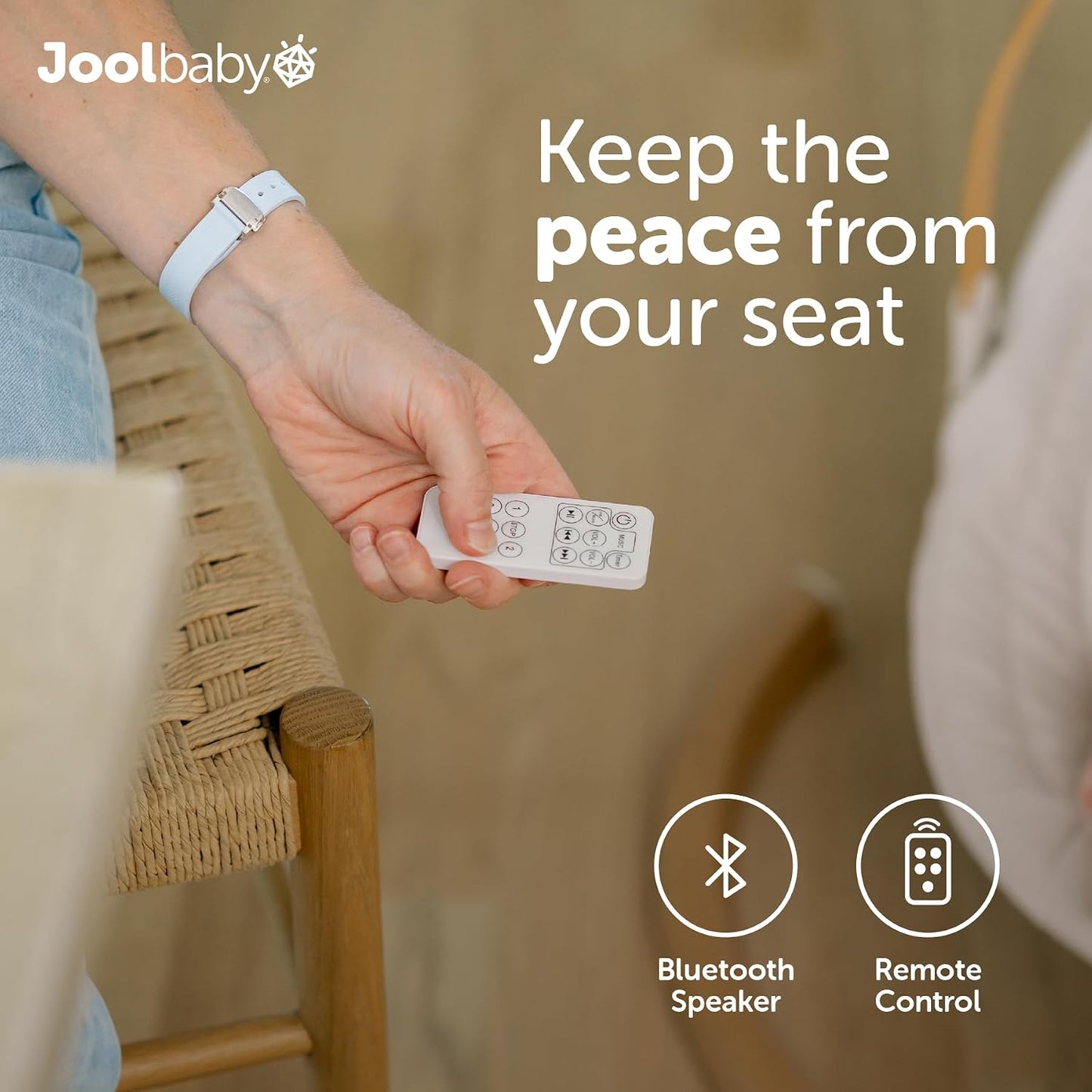 Jool Baby Nova Nature Baby Swing for Infants – Bluetooth Music, Remote Nature-Inspired Design Complements Your Space - Keep Baby Happy While Getting Things Done – Side-to-Side Gentle Motion