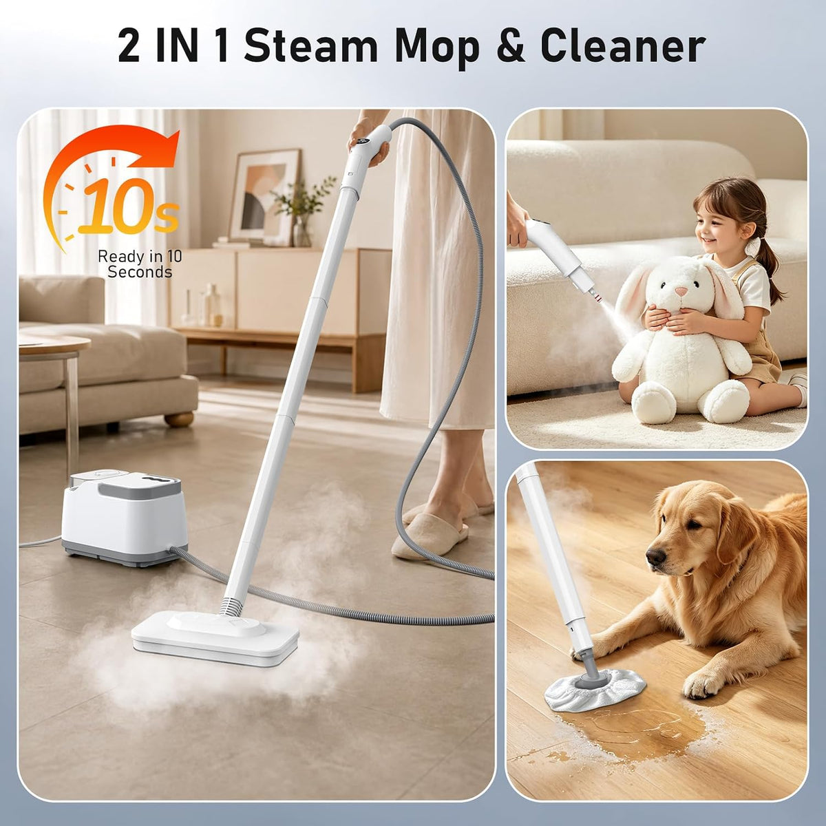 Portable Pressurized Handheld Steam Cleaner for Home, Car, 21 Parts