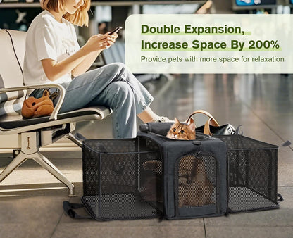 Approved Collapsible Cat Soft-Sided Carriers, Breathable Pet Carriers up to 5kg/12lbs, Portable Dog Carrier Great for Travel, Outdoor, Hiking, Camping(Gray)
