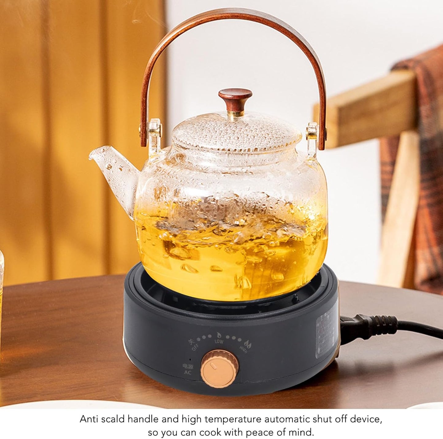 Electric Mini Stove Portable 4 Hot Plate 500W 110V Electric Ceramic Stove for Boiling Water, Making Tea and Coffee (Black)