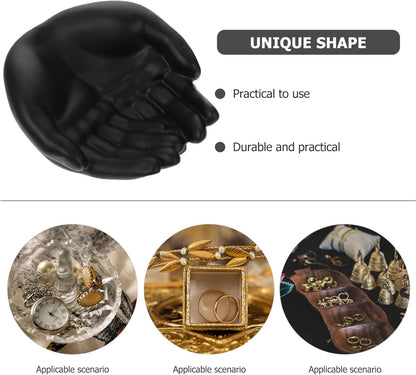 Black Palm Jewelry Organizer Tray | Resin Jewelry Storage Plate | Rings Necklace Bracelet Holder | Desktop Decor | Home Office Organizer - PuriLite