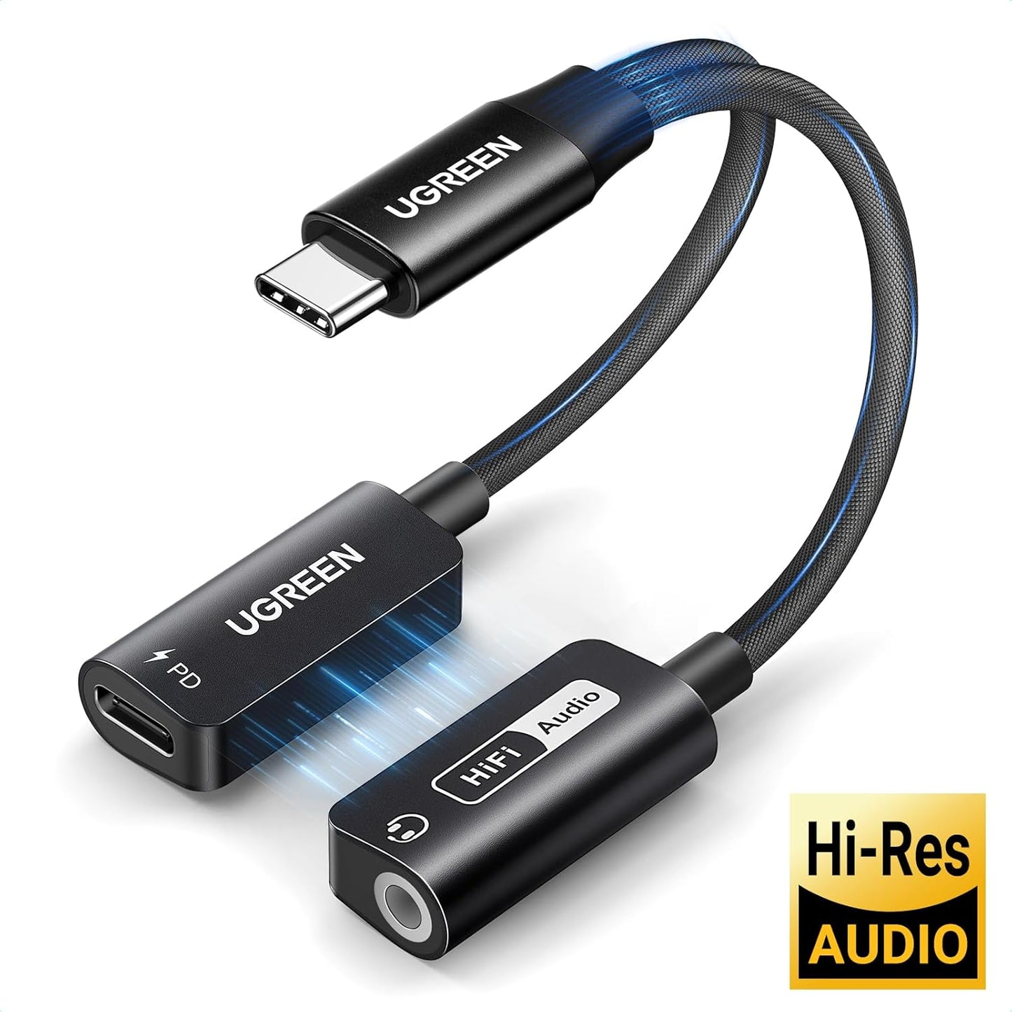 UGREEN Magnetic USB C to 3.5mm Audio Adapter and Charger 2 in 1 Hi-Res 32Bit/384KHz Aux to USB C with PD 60W Fast Charging Dongle Cable for iPhone 15 Pro Max, Galaxy S24 Ultra, Pixel 8, iPad Pro/Air