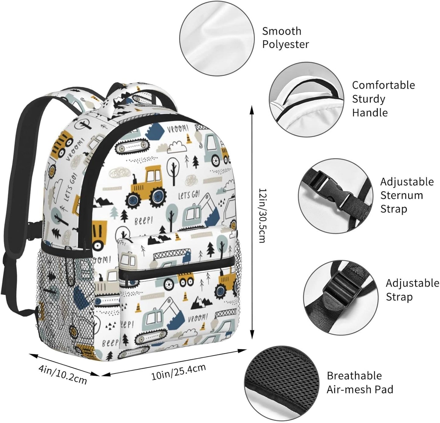 Toddler Backpack Construction Truck Tractor Kid Backpack for Boys Waterproof Bookbag Kindergarten Preschool sac a dos enfant