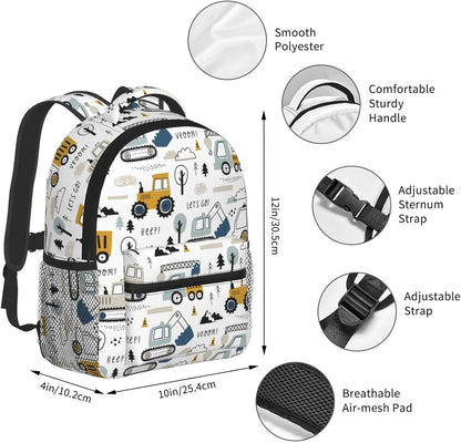 Toddler Backpack Construction Truck Tractor Kid Backpack for Boys Waterproof Bookbag Kindergarten Preschool sac a dos enfant