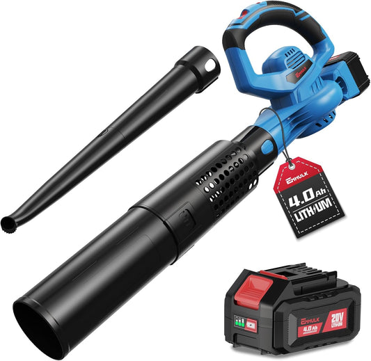 Enhulk 20V 4.0Ah Cordless Leaf Blower,460CFM &190MPH,2-in-1 Battery Powered Leaf Blower,6 Variable Speed,for Blowing Leaves,Debris,Snow and Dust,4.0Ah Battery&Charger Included