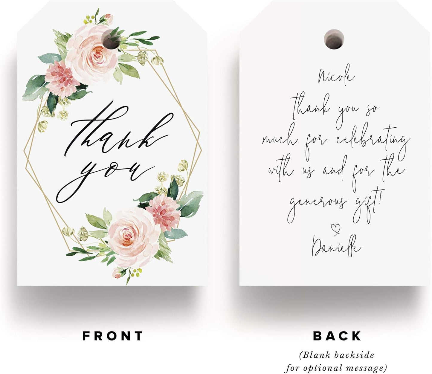 Bliss Collections Thank You Cards - Cards for Weddings, Receptions, Bridal Showers, Baby Showers, Graduations, Special (Rustic Greenery - 25 pieces)