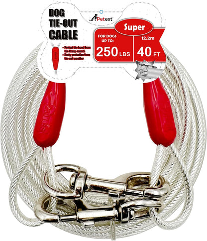Petest 25ft Reflective Tie-Out Cable for Small Dogs Up to 35 Pounds