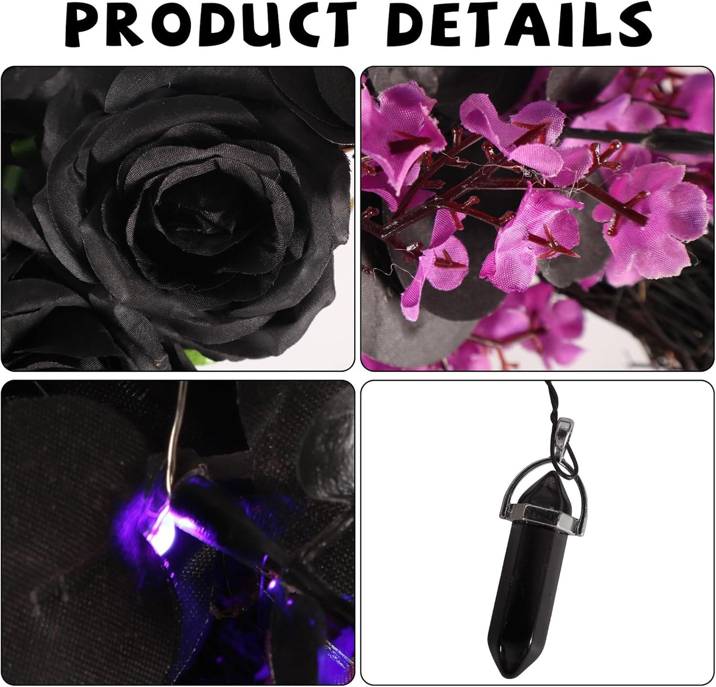 Black Cat Crescent Moon Wreath Light Up, Halloween Wreath Decorations for Front Door, Thanksgiving Autumn Indoor Outdoor Fall Decor