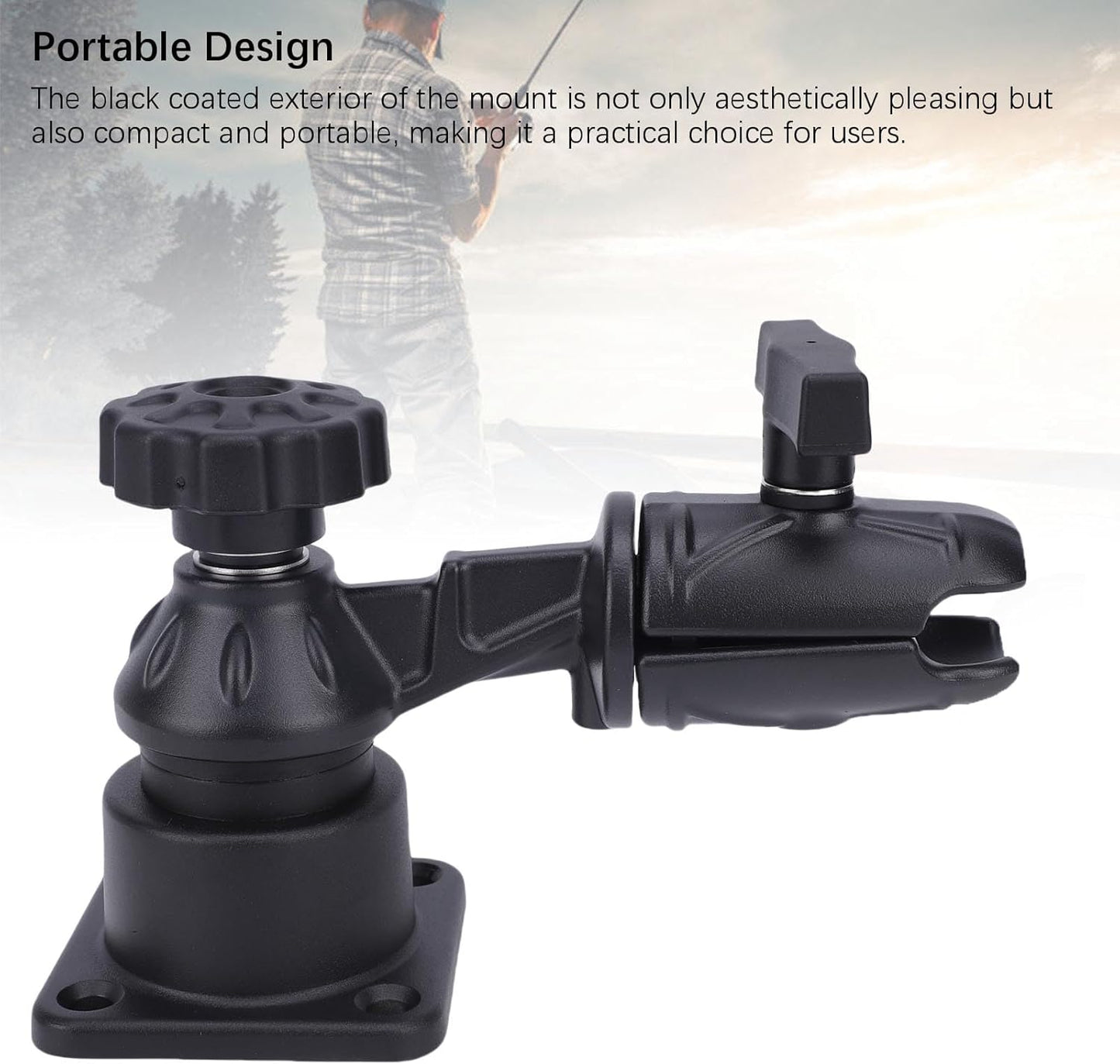 Diydeg Fish Finder Mount, Aluminum Alloy Nylon Electronic Mount with Screws, Anti Wear Shock Absorption Display Fish Finder Bracket for Kayak Pontoon Canoe Marine Boat Fishing Black