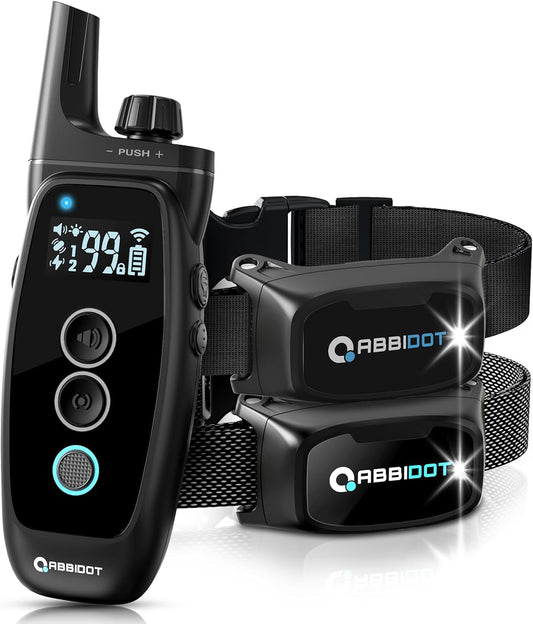 ABBIDOT Shock Collar 2 Dogs - 3300ft Dog Training Collar with Remote, 151 Levels Electric Collar, Safety Lock, Waterproof Rechargeable E Collar for Small Medium Large Dogs (Deep Black, 2 Collars)
