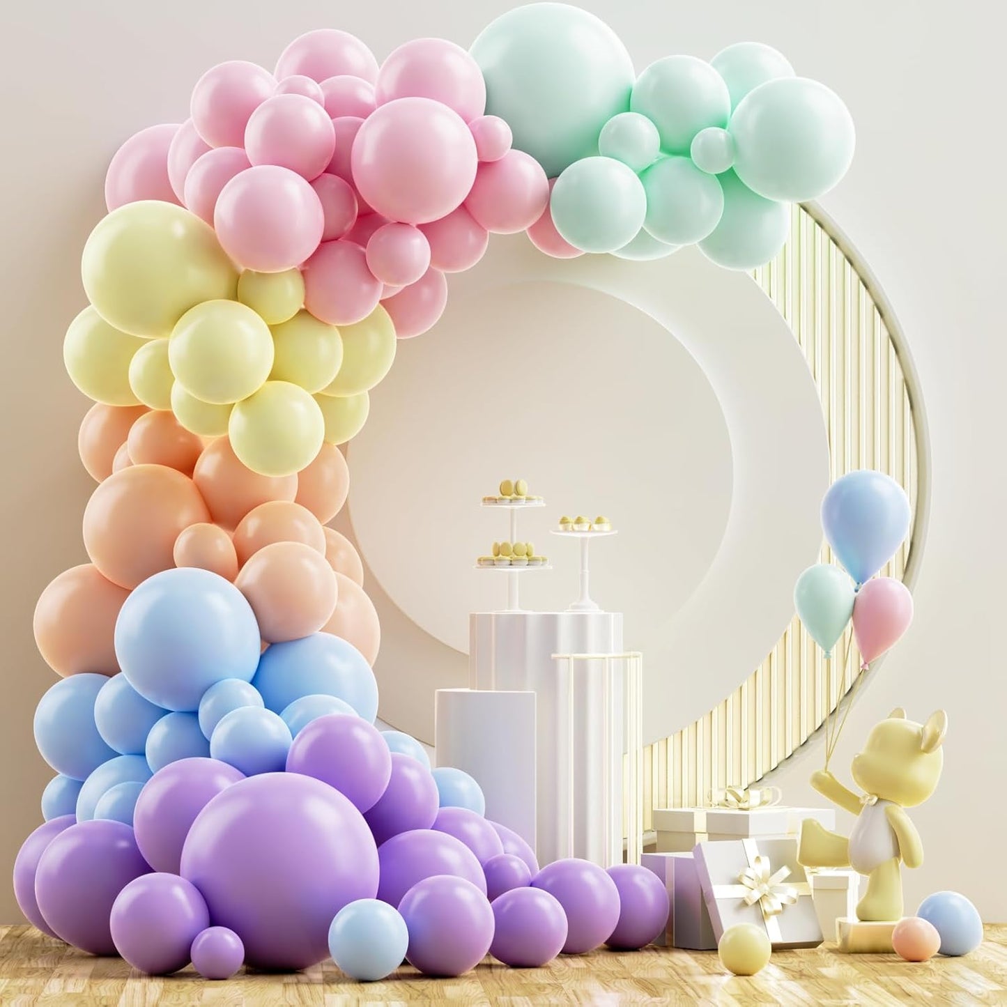 Gold Metallic Chrome Latex Balloon Arch Kit, 102PCS 18In 12In 10In 5In Arch Garland For Festival Picnic, Engagement, Wedding, Birthday Party, Gold Theme Anniversary Decoration With 33FT Ribbon