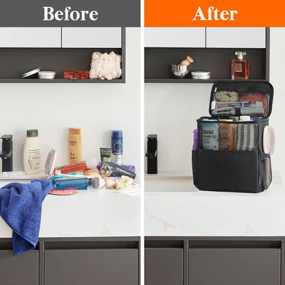 Lifewit Shower Bag Mesh Shower Caddy Portable College Dorm Room Essentials Tote Bag for Bathroom, Gym, Travel, Camping Quick Dry Hanging Shower Organizer Basket Toiletry Bag, Medium, Black