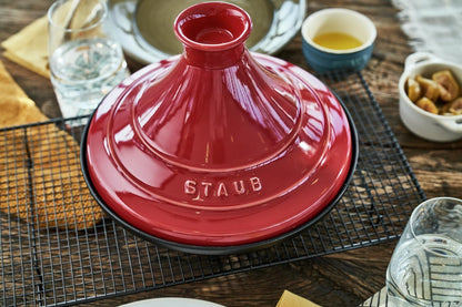 STAUB Cast Iron Tajine - Non Stick, Enamel, Cherry - Made in France