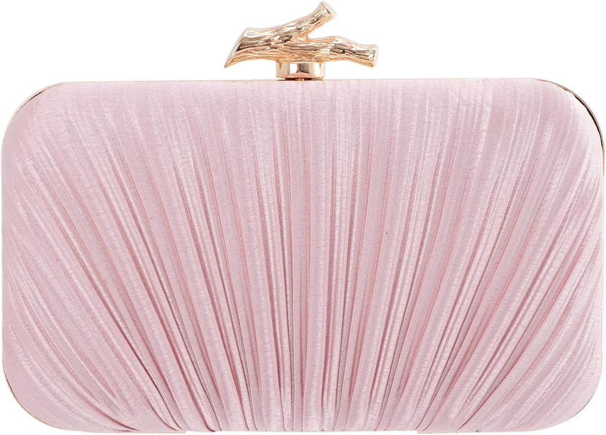 Clutch Purses for Women Evening Bag Pleated Clutch Bag with Chain Party Purses Handbag for Cocktail/Prom/Party/Wedding/Formal
