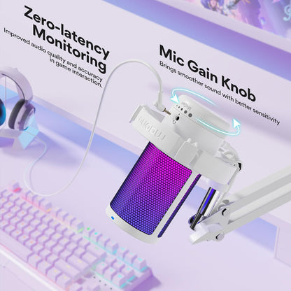 MAONO Gaming USB Microphone, Noise Cancellation Condenser mic with Mute, Gain, Monitoring, Boom Arm for Streaming, Podcast, Vocal, Twitch, YouTube, Discord, PC, Computer, PS4, PS5, Mac, DGM20S