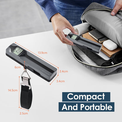 travel inspira Luggage Scale Battery-Free, Travel Essentials, Portable Handheld Digital Suitcase Weight Scale for for Travel Accessories, 110lbs/50kg (Gray)