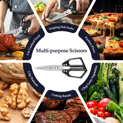 XINZUO Damascus Kitchen Shears – 110 Layer High Carbon Steel Poultry Scissors, Heavy Duty Kitchen Scissors for Chicken, Meat & Seafood, Multi-Purpose Chef Scissors
