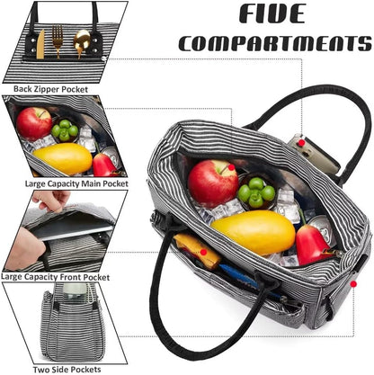 Lunch Bag for Women, Insulated Lunch Box for Work, Large Leakproof Cooler Purse with Side Pockets & Removable Shoulder Strap Women's Lunch Tote Bag for Picnic Work Beach Cute Lunch Bags (Heart)