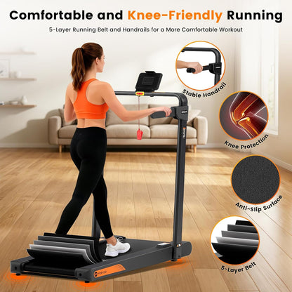 Mahrole Walking Pad with Vibration and lncline,Foldable Walking Pad Treadmill with Remote Control and APP,Powerful 3.0HP Servo Motor Treadmills for Home and Office