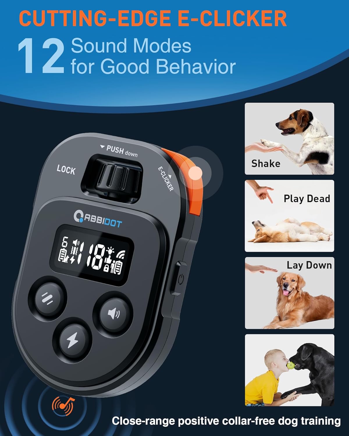 ABBIDOT Shock Collar 2 Dogs - 4500ft Dog Training Collar, 178 Levels, E-cliker, Waterproof Remote & Collar, Night Light E Collar for Small Medium Large Dogs (Black, 2 Collars)