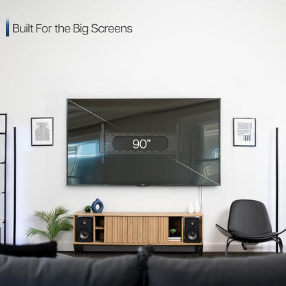 VIVO Extra Large Heavy Duty 43 to 100 inch LCD LED Curved and Flat Panel Screen, TV Wall Mount Bracket with Max 800x400mmmm VESA, Black, MOUNT-VW100F