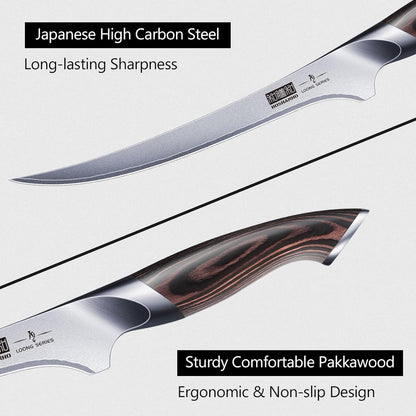 HOSHANHO Fillet Knife 7 Inch, Super Sharp Boning Knife in High Carbon Stainless Steel, Professional Japanese Fish Knife for Meat Poultry Cutting