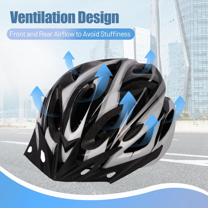 Oshhni Helmet for Women Men Bicycle Helmet Bike Helmet for Skateboarding Outdoor Climbing Biking Commuting - Black White