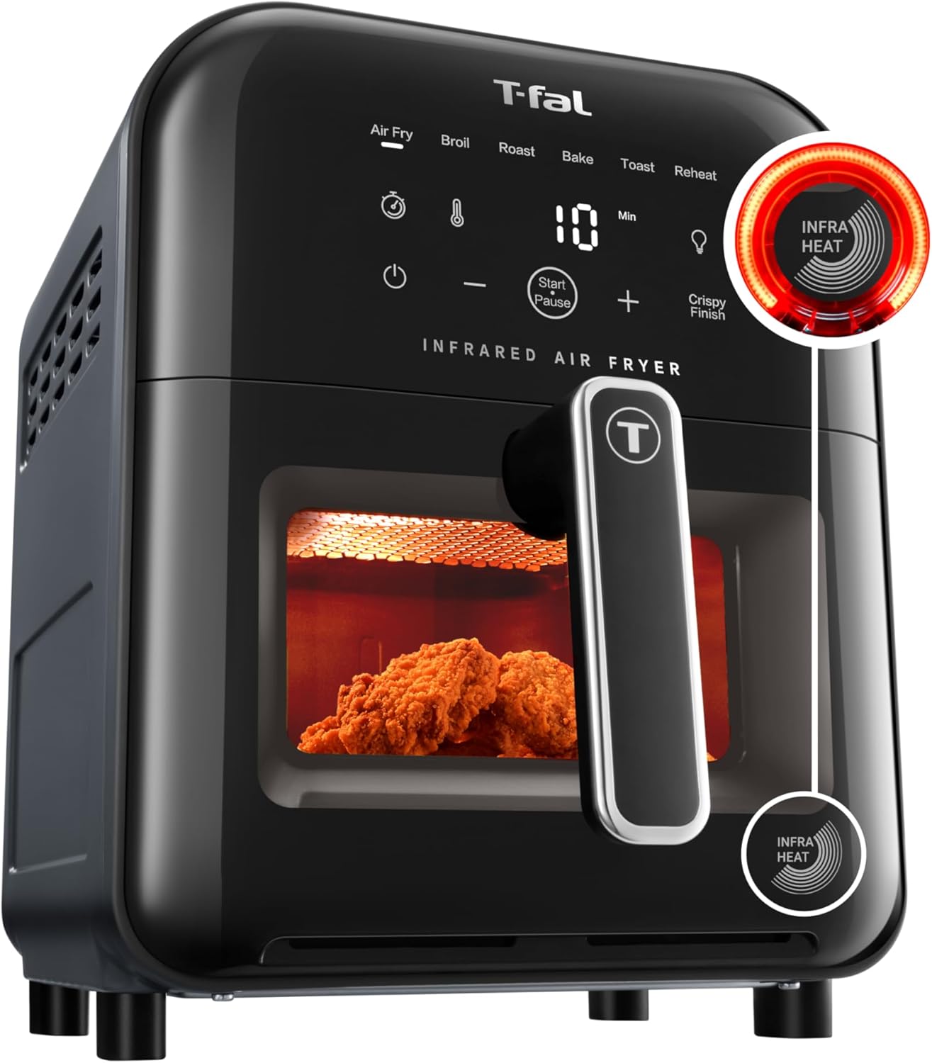 T-fal Infrared 2.0 Air Fryer, 8-in-1, Extra Large 7L / 7.3Qt., Infra-Heat Technology, Dual heating design, No pre-heating, Faster, Juicier and Crispier, Black
