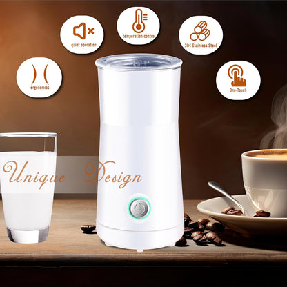 Seydere Simple Milk Frother, 2 in 1 Milk Steamer and Frother, Electric Milk Steamer, Milk Warmer and Hot Milk Foam Maker for Latter, Macchiato, Cappuccinos (White)