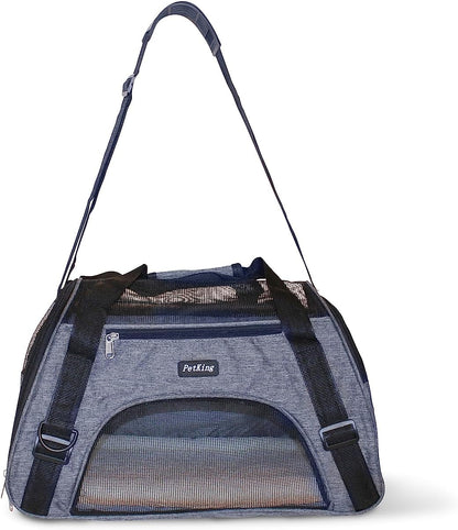 LuggageKing Soft-Sided Pet Carrier Travel Bag - Dog Carrier for Very Small Dogs, Medium-Sized Cat Carrier - Shoulder Strap, Buckle Zippers (M) (Dark Grey)