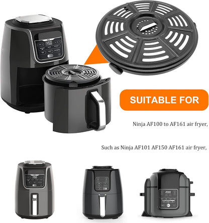 Air fryer Replacement Tray for Ninja AF101 4 QT AF161 Max XL AF150 XL 5.5 Quart Air Fryer, 8.2'' Round Food Grade Air Fryer Grill Pan Grill Plate Crisper Plate Accessories Parts Rack,Dishwasher Safe