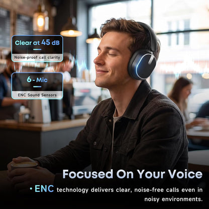 Active Noise Cancelling Bluetooth Headphones, Over Ear Wireless Headphones