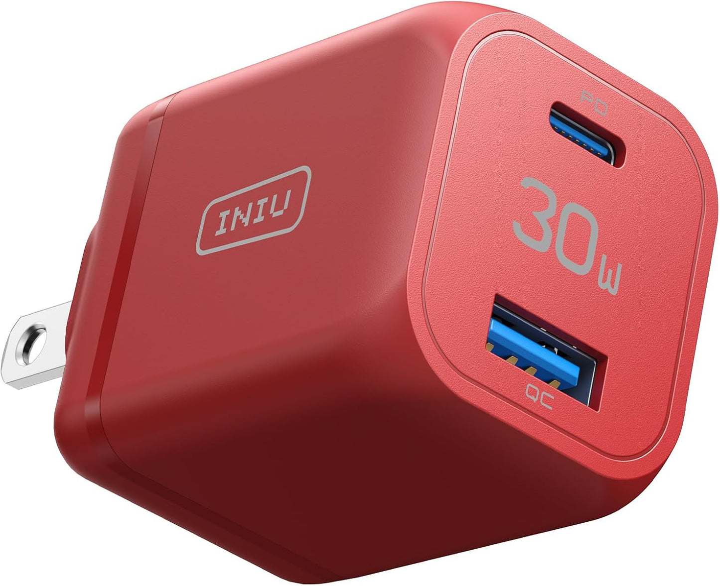 INIU USB C Charger, 2-Pack 30W PD QC 3.0 Dual Port Fast Charging Type C Charger Block With 5ft USB-C Cable, Compact USB C Wall Charger with Foldable Plug for iPhone 16 15 14 Pro Max Samsung S23, White