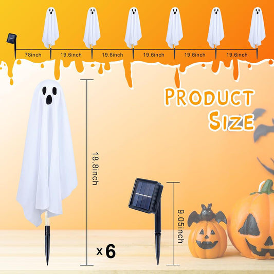 Fohil Halloween Decoration, 6 Pack Ghost Solar Halloween Lights