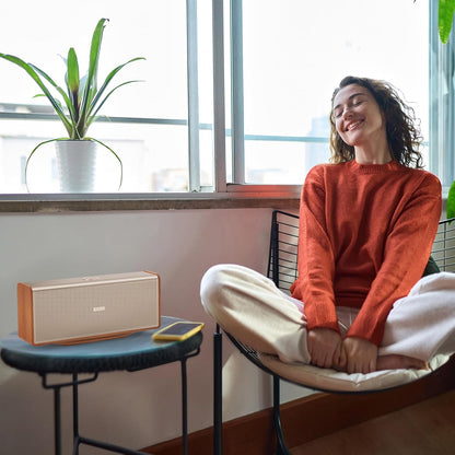 DOSS SoundBox Ultra Bluetooth Speaker with 2.1 Sound Channel Audio, 80W Superior Sound with Deep Bass, Two DSP Technologies, 18H Playtime, BT 5.3, Wireless for Home, Office, Bedroom-Gold