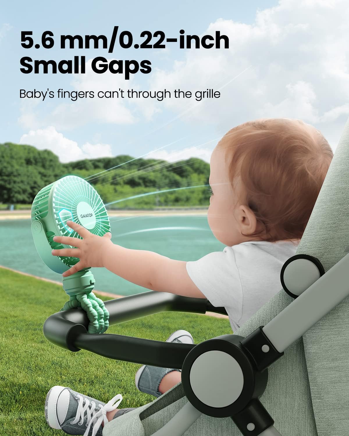 Gaiatop Mini Portable Pram Fan, Rechargeable Small Clip on Fan for Stroller, Detachable 3 Speed 360 Degree Rotate Flexible Tripod Handheld Desk Cooling Car Seat Crib Treadmill Travel Black