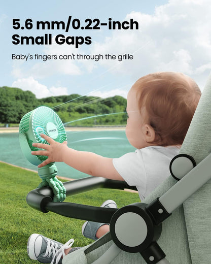 Gaiatop Mini Portable Pram Fan, Rechargeable Small Clip on Fan for Stroller, Detachable 3 Speed 360 Degree Rotate Flexible Tripod Handheld Desk Cooling Car Seat Crib Treadmill Travel Black