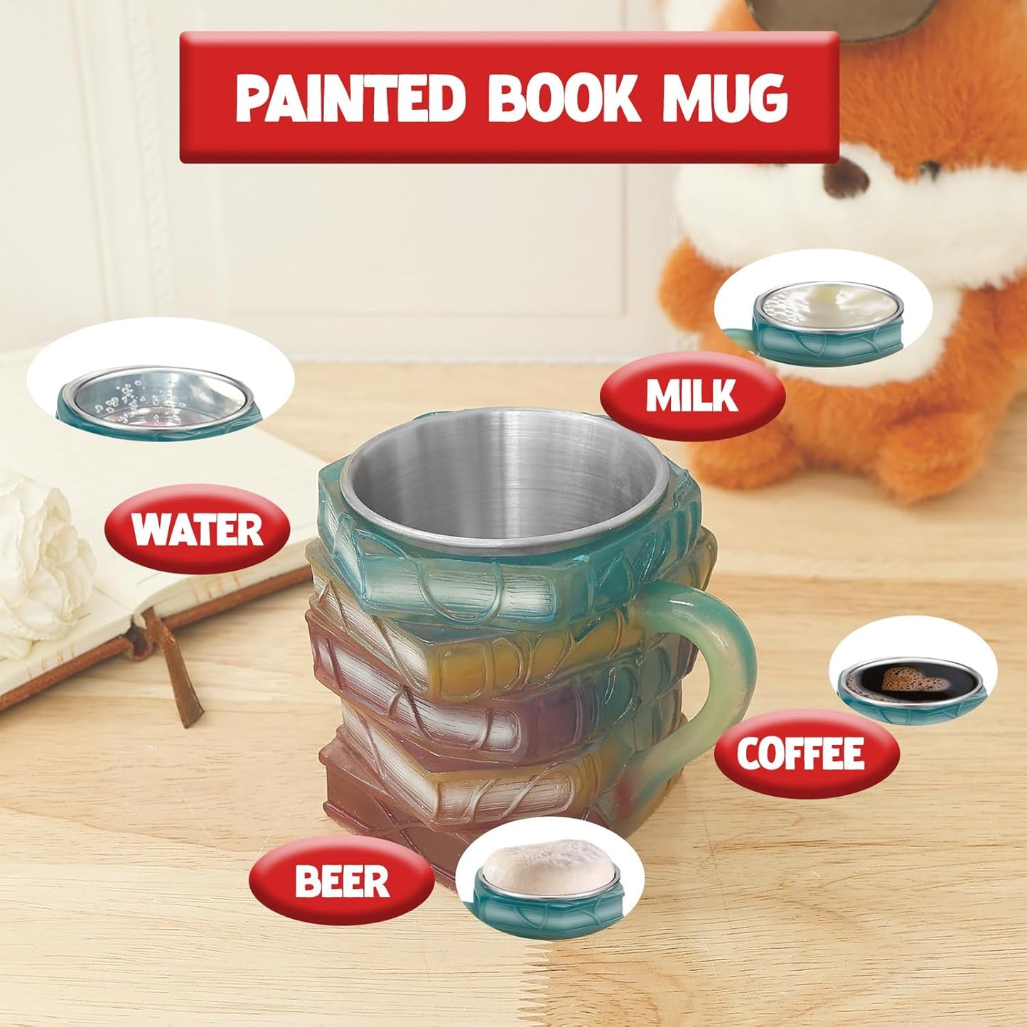 Purilite Select Hand-Painted Glass Book Mug