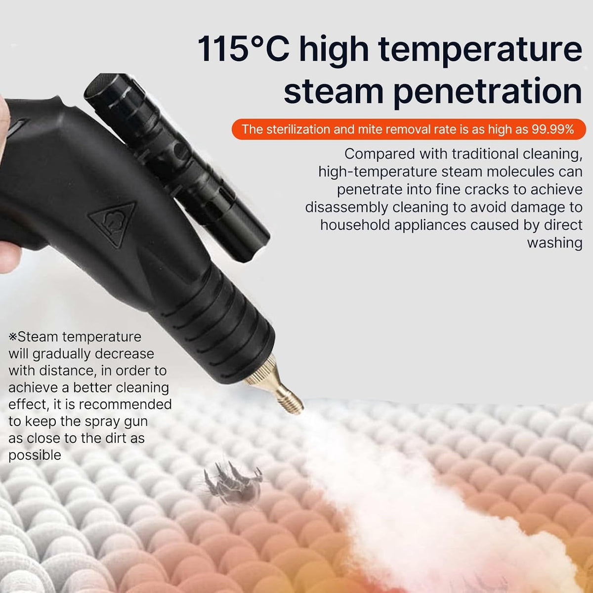 1700W High Pressure Steam Cleaner, Handheld Tankless Steamer