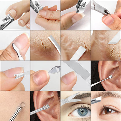 Manicure Set Professional Nail Clippers Pedicure Kit, 16 pcs Stainless Steel Nail Care Tools Grooming Kit with Luxurious Travel Leather Case for Thick Nails Men Women Gift (Black)