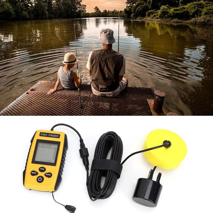 Oumefar Handheld LCD Display Fish Finder Portable Fishing Kayak Fishfinder Contour Readout Fish Depth Finder Wired Transducer with Sonar Sensor LCD Display