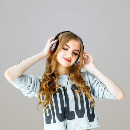LORELEI X6 Over-Ear Wired Stereo Bass Headphones with Microphone, Lightweight, Foldable & Portable with 1.45M No-Tangle for Smartphone, Tablet, MP3/4, Space Black