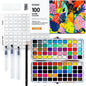 Grabie 100 Color Watercolor Paint Set with Water Brush Pens | Water Brush Pens Included, Portable Carrying Case, High Pigment Paints, Smooth Blending, Travel Painting